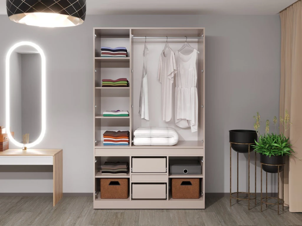 Шкаф для одежды распашной bayro harmony dulap pentru haine bayro harmony 1350x2200x550 cu sertare gri piatra 3