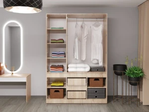 Шкаф для одежды распашной bayro harmony dulap pentru haine bayro harmony 1500x2200x550 cu sertare sonoma