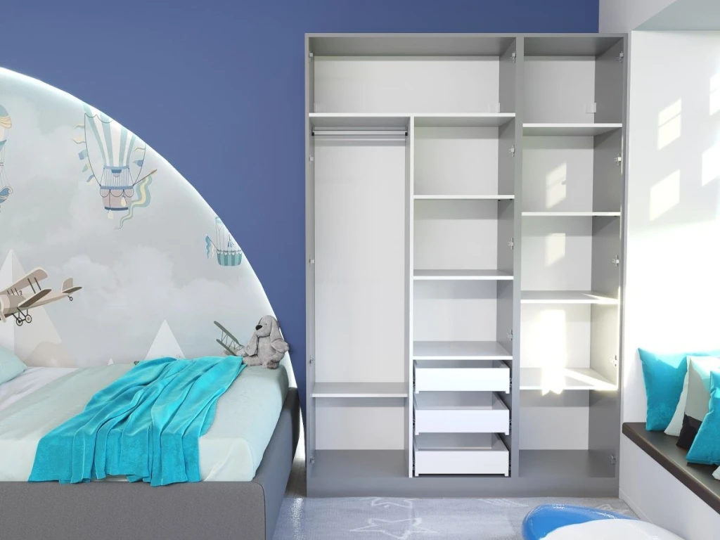 Dulap bayro serenity 1500x2200x518 gri asfalt / gri deschis cu 3 sertare 3
