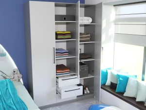 Dulap bayro serenity 1500x2200x518 gri asfalt / gri deschis cu 3 sertare Thumbnail 2