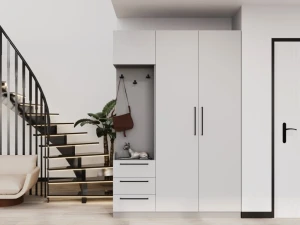 Dulap bayro serenity 1500x2200x518 gri asfalt / gri deschis cu 3 sertare