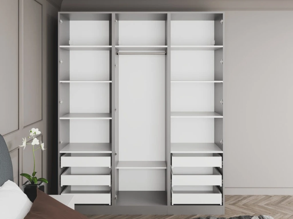 Dulap bayro serenity 1800x2200x518 gri asfalt / gri deschis cu 6 sertare 3