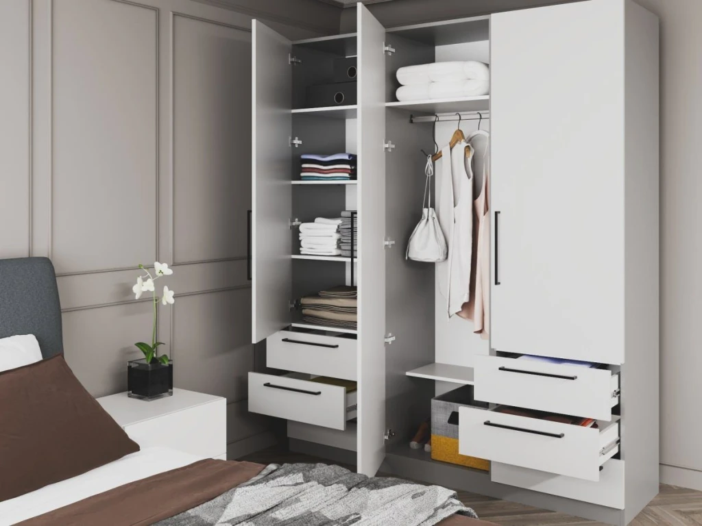 Dulap bayro serenity 1800x2200x518 gri asfalt / gri deschis cu 6 sertare 2