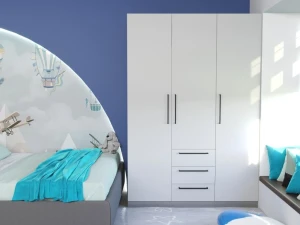 Dulap bayro serenity 1500x2200x518 gri asfalt / gri deschis cu 3 sertare