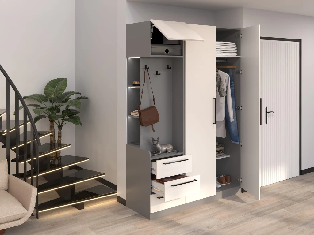Шкаф для одежды распашной bayro serenity dulap bayro serenity 1500x2200x518 de colț stâng light cream cu 3 sertare 2