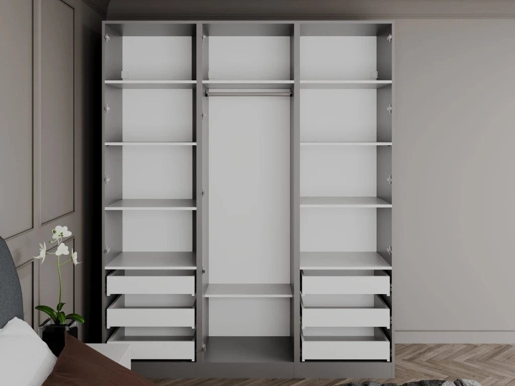 Dulap bayro serenity 1800x2200x518 gri asfalt / light cream cu 6 sertare 3