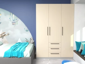 Dulap bayro serenity 1500x2200x518 gri asfalt / light cream cu 3 sertare