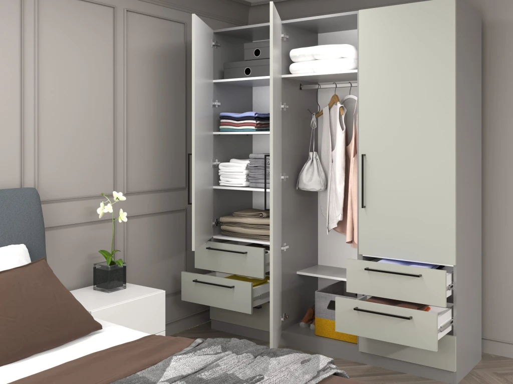 Dulap bayro serenity 1800x2200x518 gri asfalt / trend grey cu 6 sertare 2