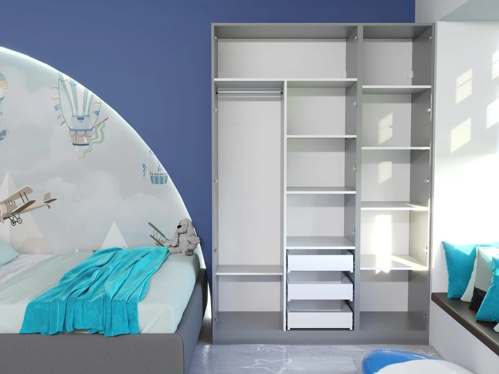 Dulap bayro serenity 1500x2200x518 gri asfalt / trend grey cu 3 sertare 3