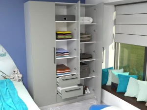 Dulap bayro serenity 1500x2200x518 gri asfalt / trend grey cu 3 sertare Thumbnail 2