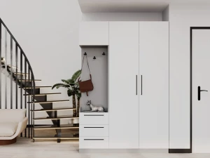 Dulap bayro serenity 1500x2200x518 de colț stâng gri asfalt / white cu 3 sertare