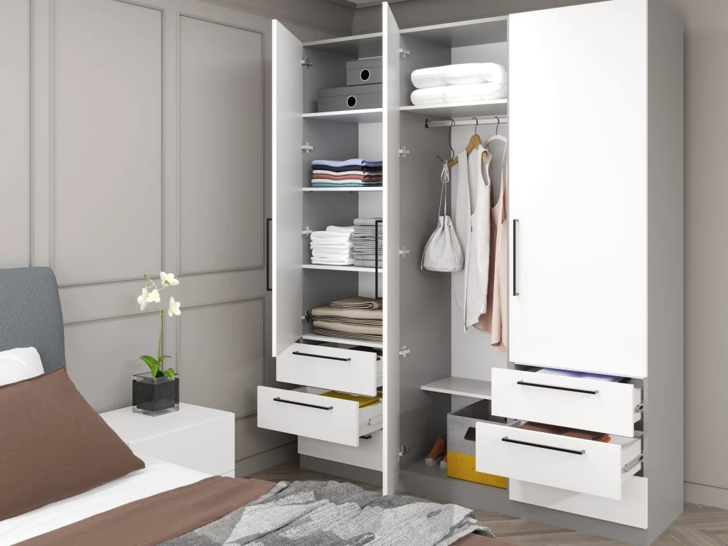 Шкаф для одежды распашной bayro serenity dulap bayro serenity 1800x2200x518 white cu 6 sertare 2