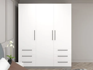 Dulap bayro serenity 1800x2200x518 gri asfalt / white cu 6 sertare