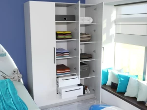 Dulap bayro serenity 1500x2200x518 gri asfalt / white cu 3 sertare Thumbnail 2