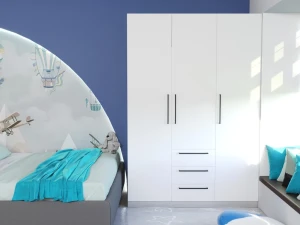 Dulap bayro serenity 1500x2200x518 gri asfalt / white cu 3 sertare
