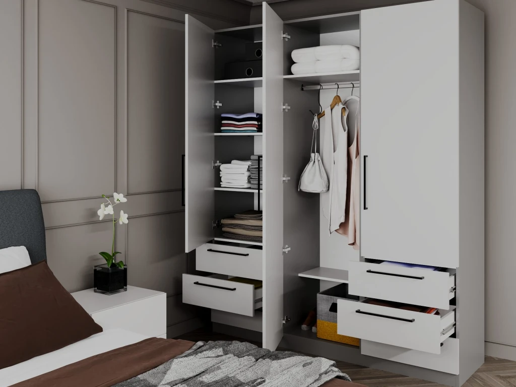 Шкаф для одежды распашной bayro serenity dulap bayro serenity 1800x2200x518 light grey cu 6 sertare 2
