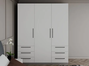 Dulap bayro serenity 1800x2200x518 gri asfalt / light grey cu 6 sertare