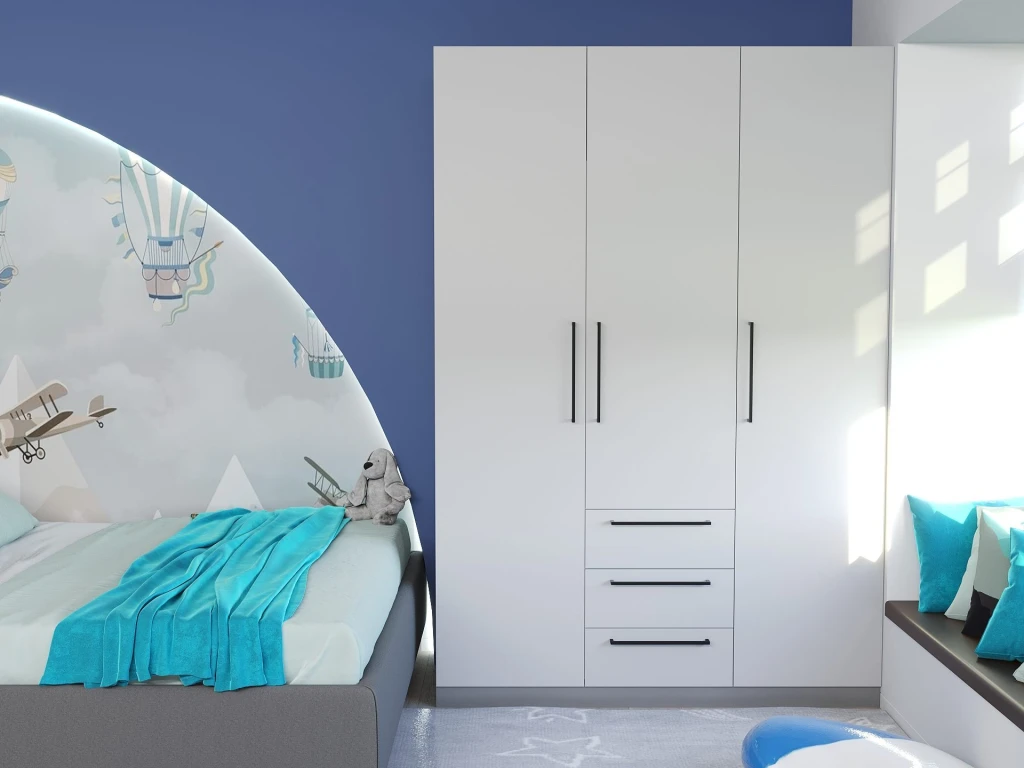 Dulap bayro serenity 1500x2200x518 gri asfalt / light grey cu 3 sertare 2