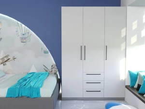 Dulap bayro serenity 1500x2200x518 gri asfalt / light grey cu 3 sertare