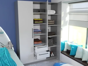 Шкаф для одежды распашной bayro serenity dulap bayro serenity 1500x2200x518 light grey cu 3 sertare Thumbnail 2