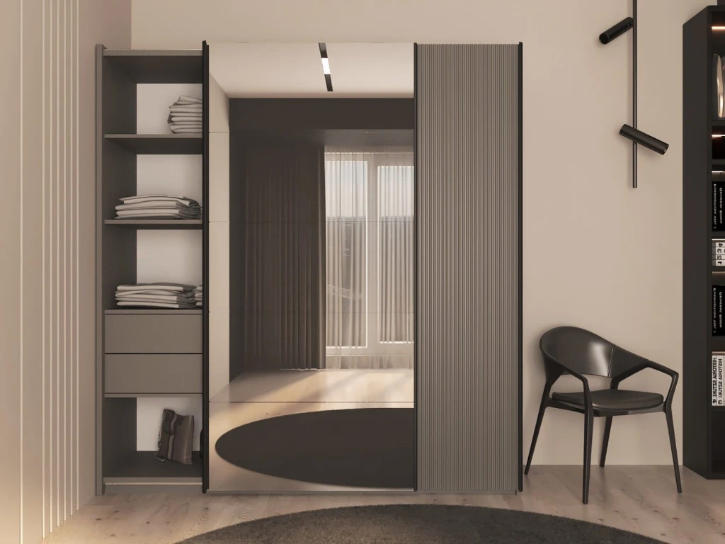 Шкаф купе top line bayro napoli 2000x2300x580 серый камень 2