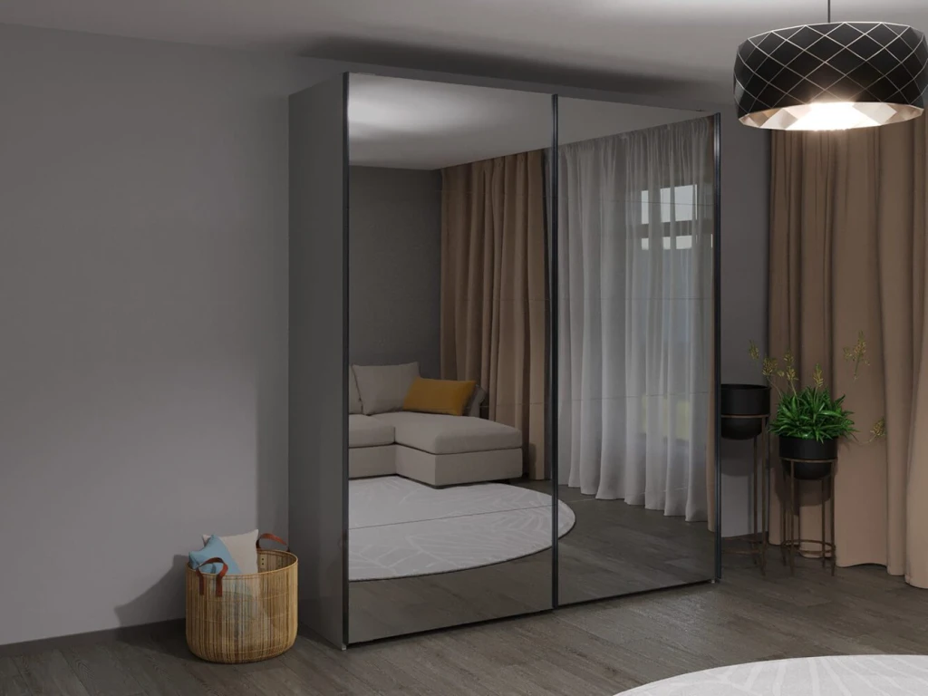 Шкаф купе top line bayro napoli 2300x2300x580 серый камень 4