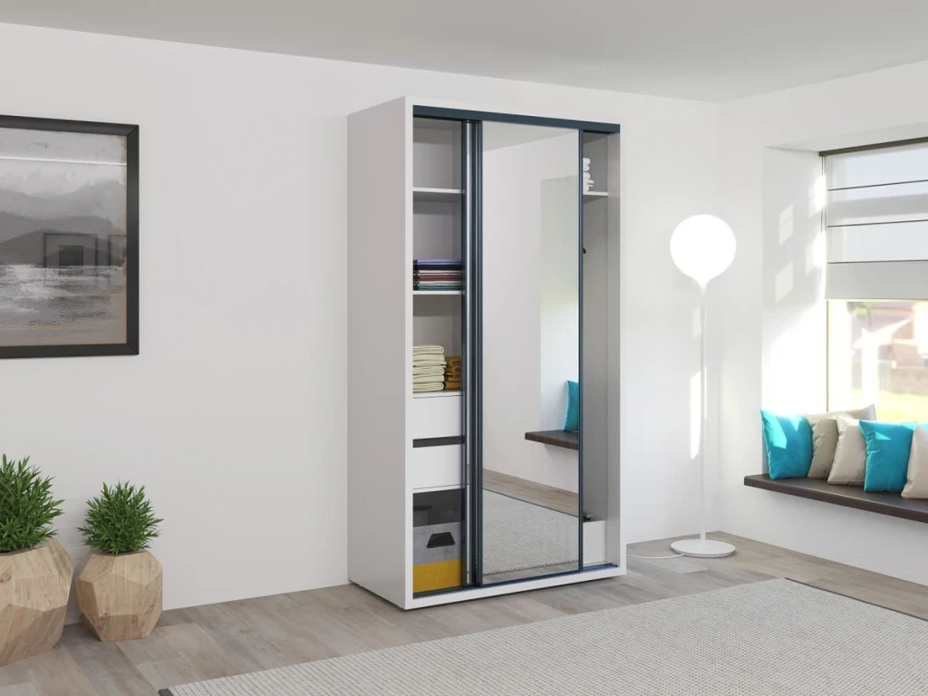 Шкаф купе bayro parma 1200x2250x600 белый 3