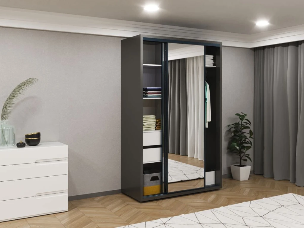 Шкаф купе bayro parma 1400x2250x600 антрацит 3