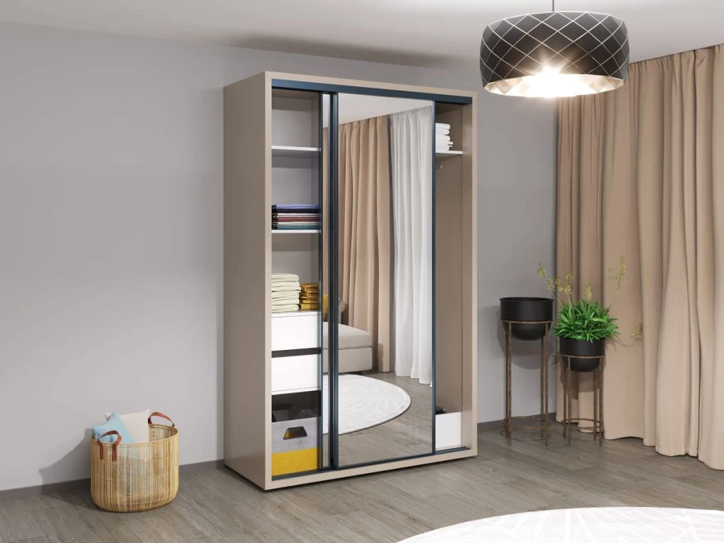 Dulap glisant bayro parma 1400x2250x600 gri piatra 3