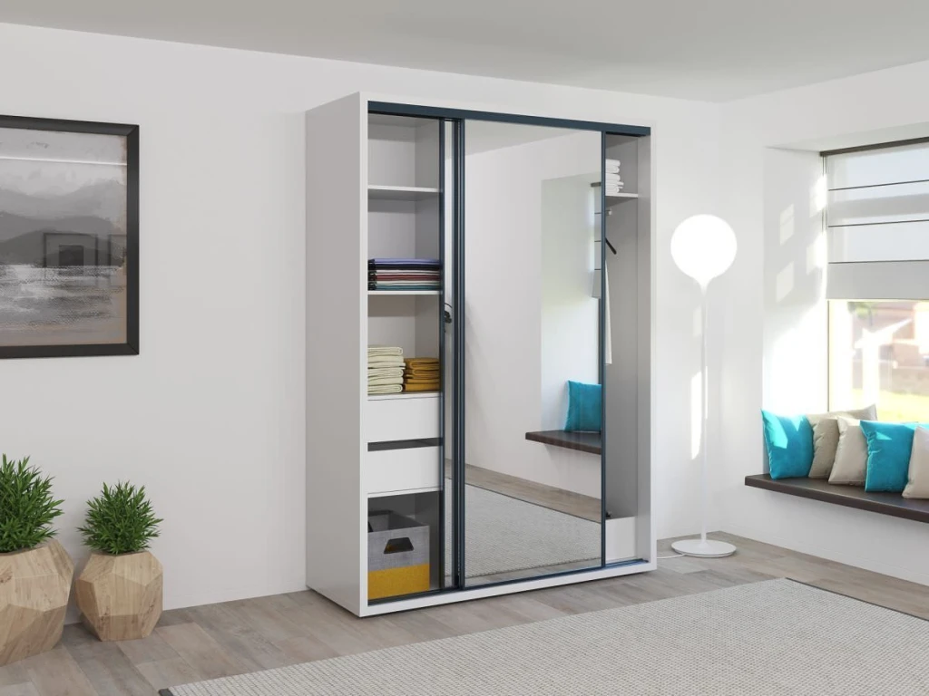 Шкаф купе bayro parma 1600x2250x600 белый 3