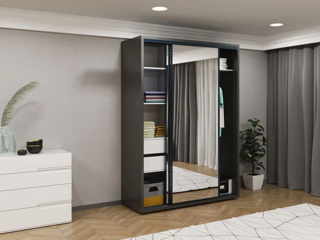 Шкаф купе bayro parma 1600x2250x600 антрацит 3