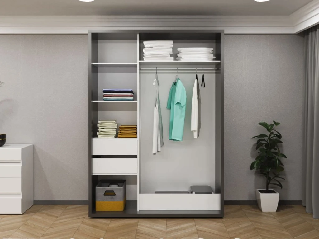 Шкаф купе bayro parma 1600x2250x600 антрацит 2