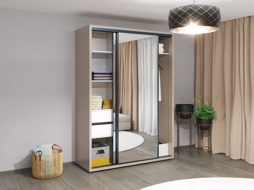 Шкаф купе bayro parma 1600x2250x600 серый камень 3