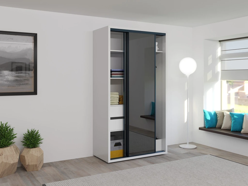 Dulap glisant bayro parma graphite 1200x2250x600 alb 2