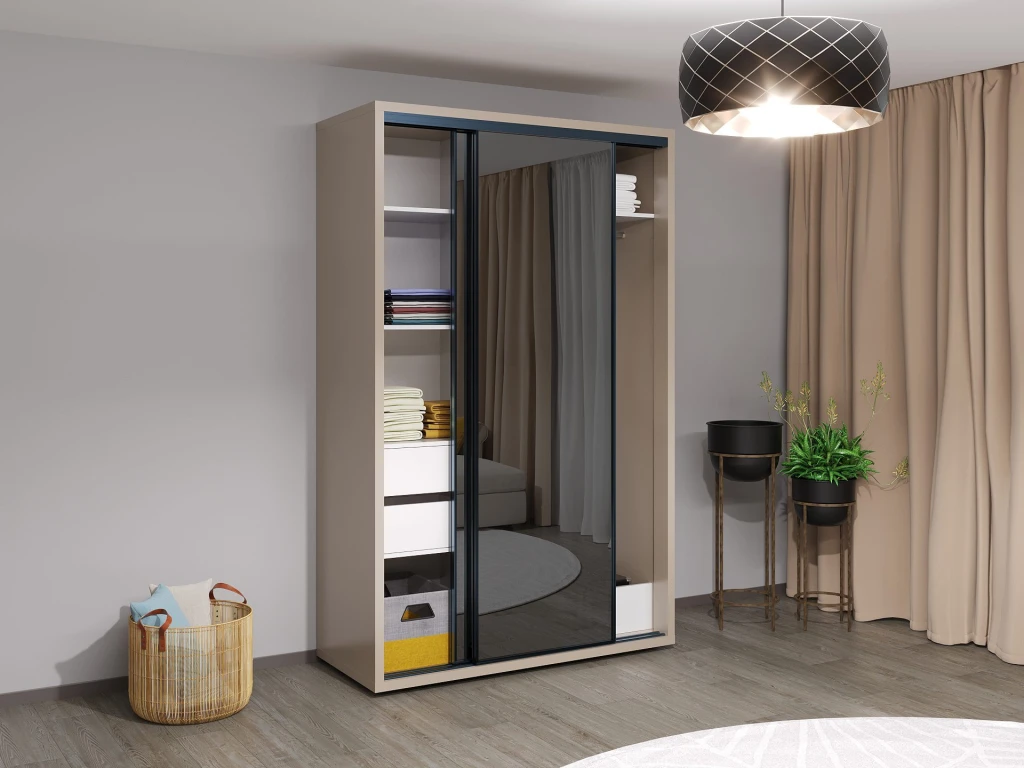 Dulap glisant bayro parma graphite 1400x2250x600 gri piatra 2