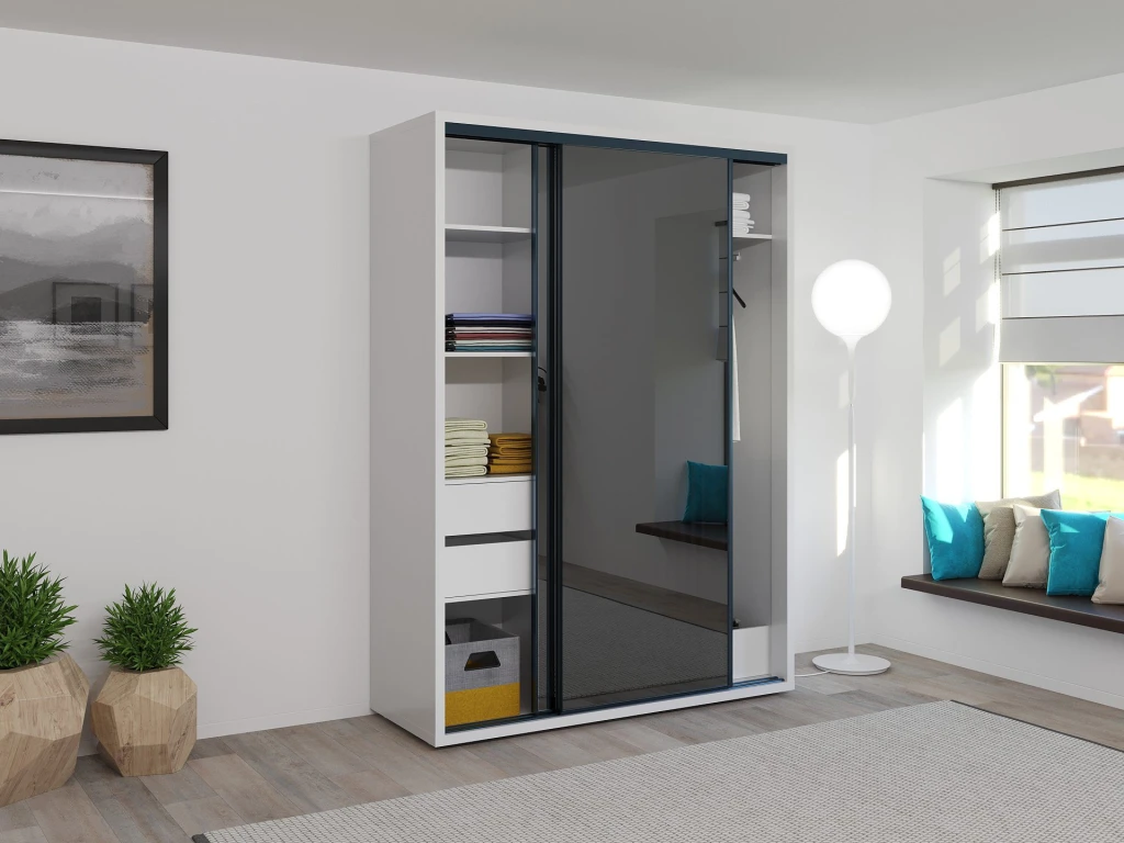 Dulap glisant bayro parma graphite 1600x2250x600 alb 2