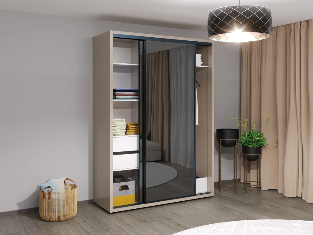 Dulap glisant bayro parma graphite 1600x2250x600 gri piatra 2