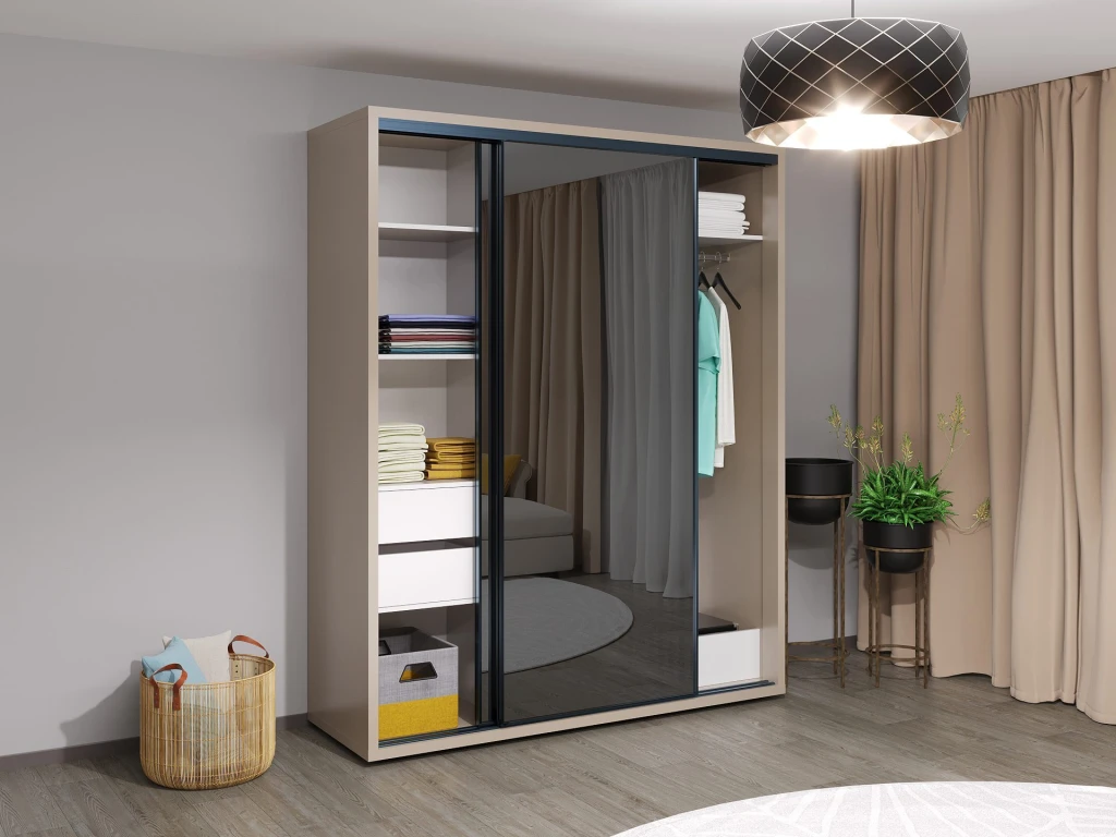 Dulap glisant bayro parma graphite 1800x2250x600 gri piatra 2