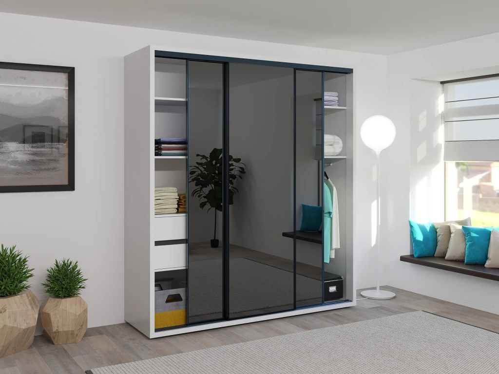 Dulap glisant bayro parma graphite 2000x2250x600 alb 2