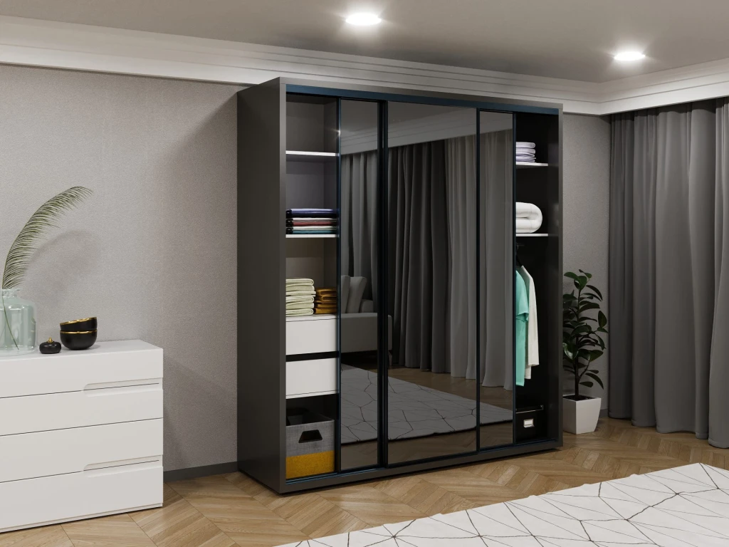 Dulap glisant bayro parma graphite 2000x2250x600 antracit 2