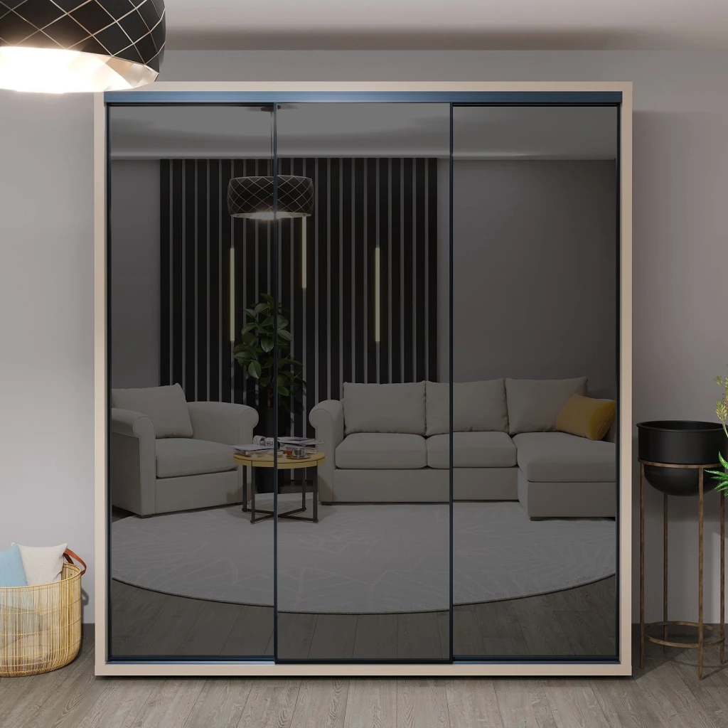 Шкаф купе bayro parma graphite 2000x2250x600 серый камень 2