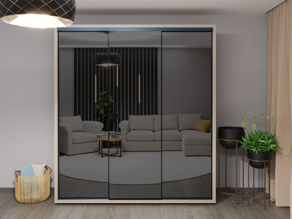 Dulap glisant bayro parma graphite 2000x2250x600 gri piatra 4