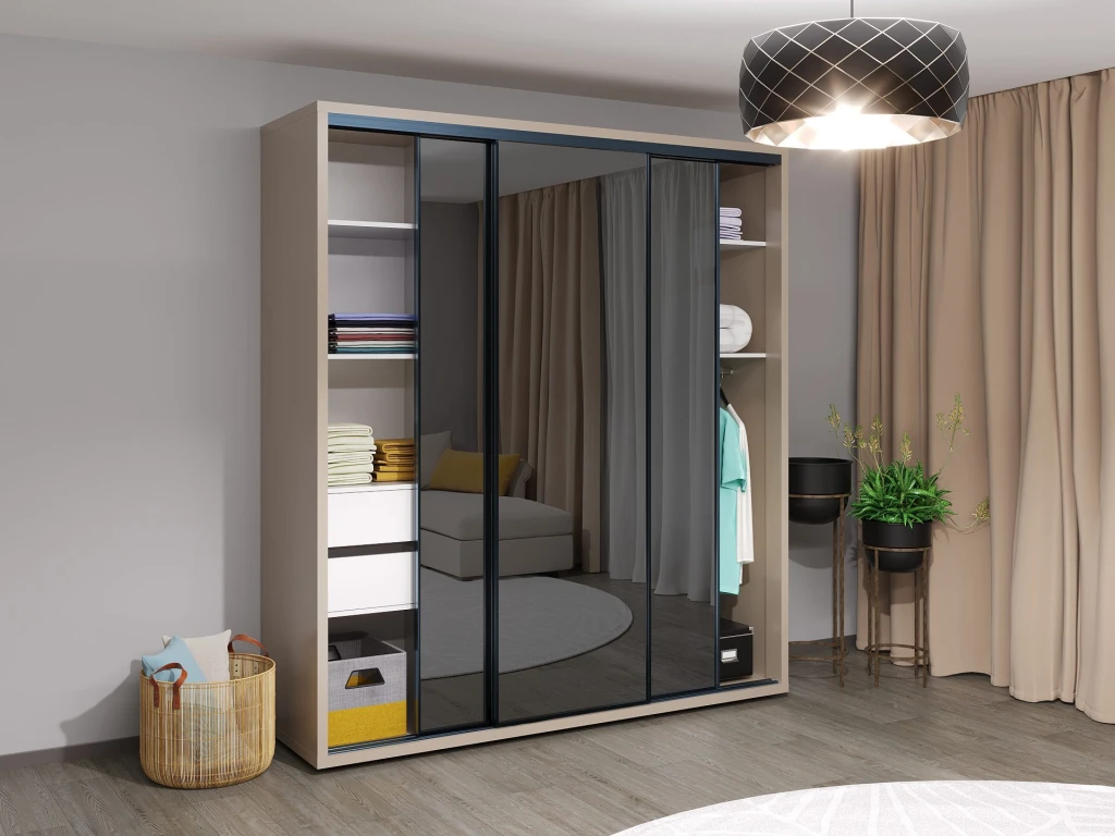 Dulap glisant bayro parma graphite 2000x2250x600 gri piatra 2
