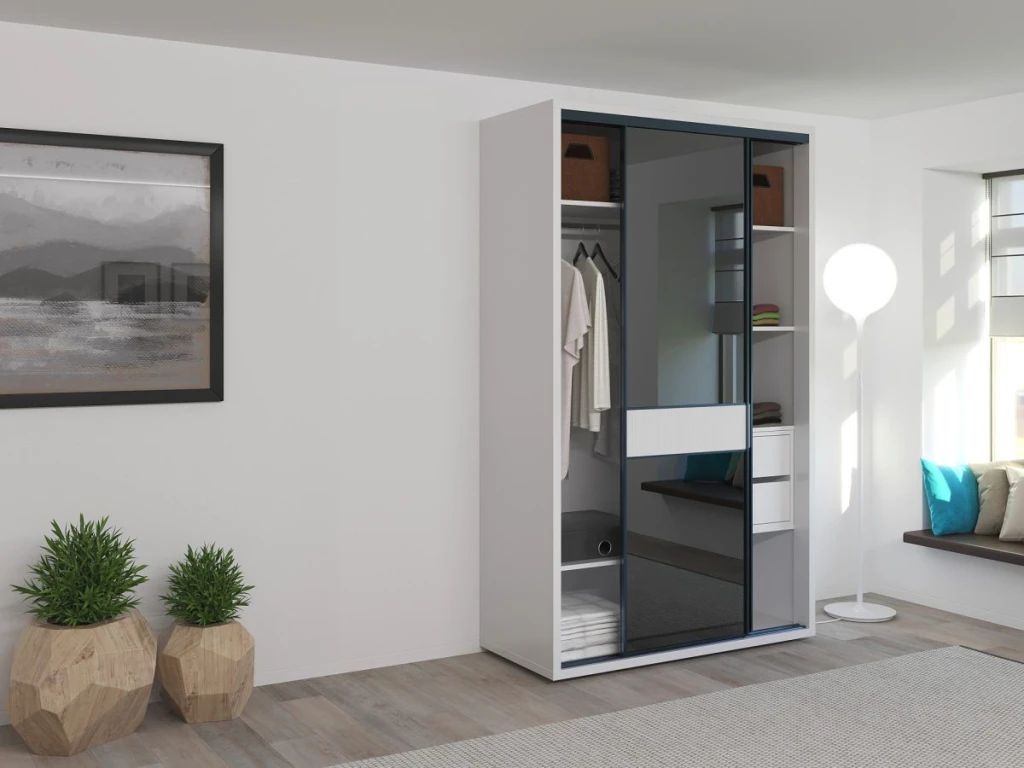 Dulap glisant bayro murano 1400x2300x600 alb 2