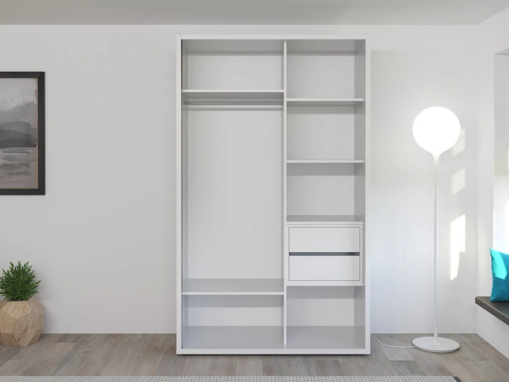 Dulap glisant bayro murano 1400x2300x600 alb 3