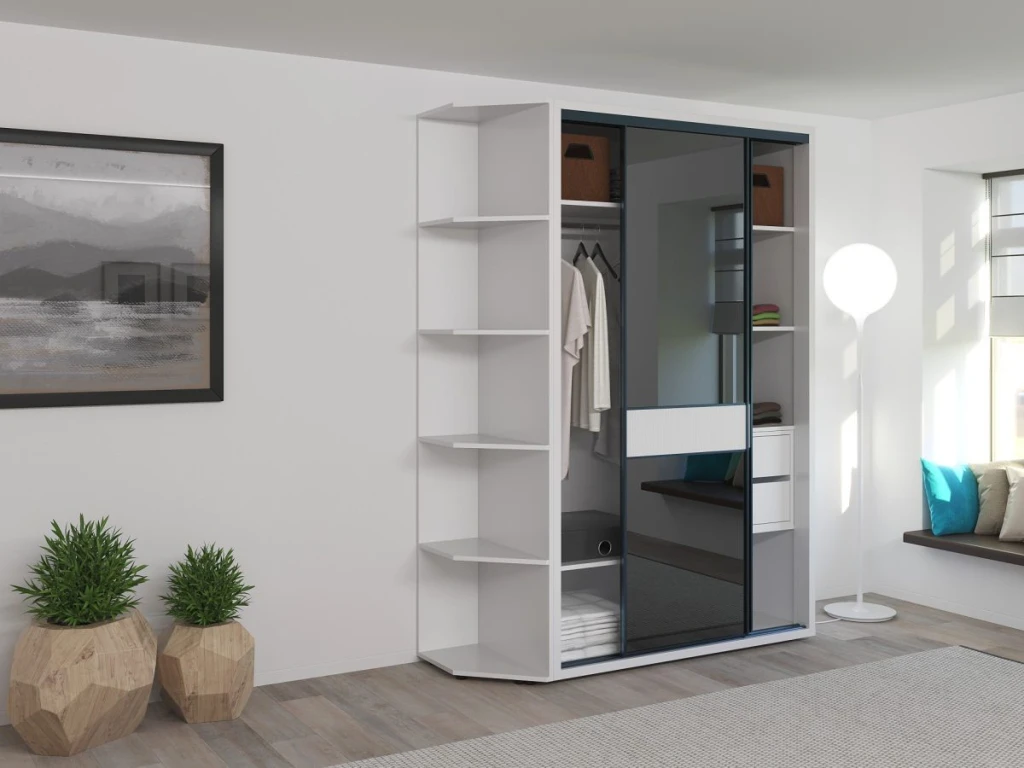Dulap glisant bayro murano 1400x2300x600 alb 2