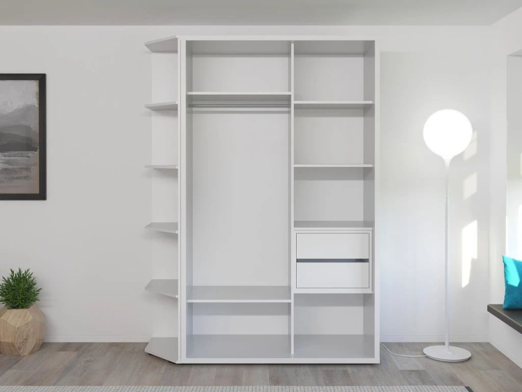 Dulap glisant bayro murano 1400x2300x600 alb 3