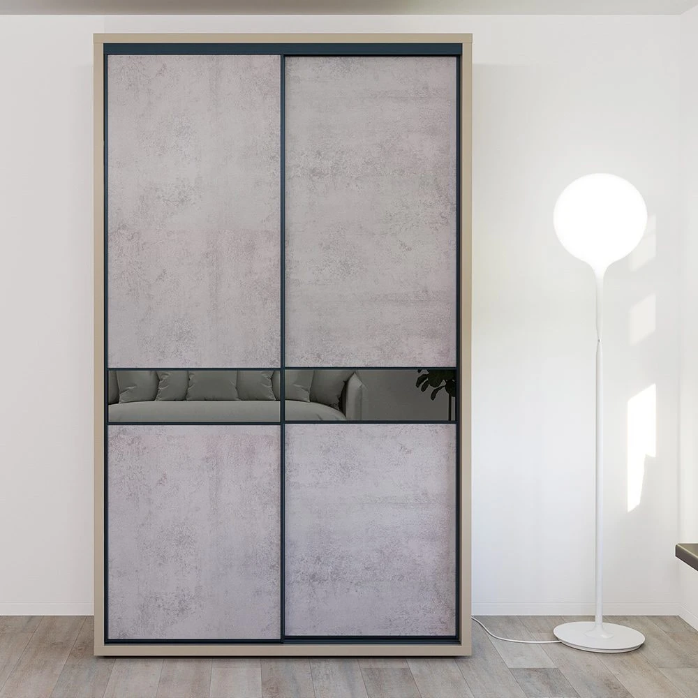 Dulap glisant bayro murano 1400x2300x600 gri piatra 2