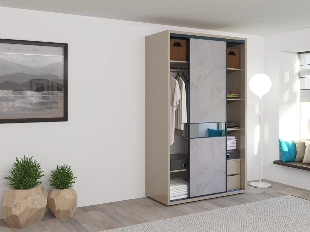 Dulap glisant bayro murano 1400x2300x600 gri piatra 2