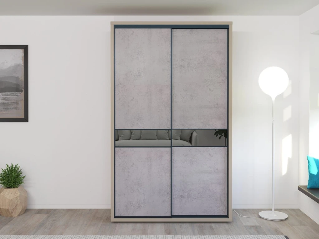 Dulap glisant bayro murano 1400x2300x600 gri piatra 4